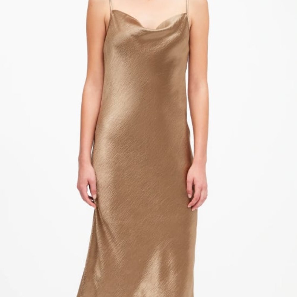 Banana Republic Cowl-Neck Satin Slip Dress - Gold